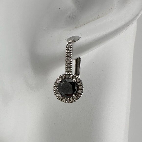 Beautiful 1 Carat Black Diamond Halo Earring and Necklace Set - Picture 3 of 16